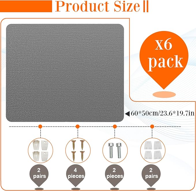 6 Pcs Desk Divider Privacy Panel 20 x 24 Clamp-on Acoustic Freestanding Desktop - Image 2