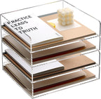 SANRUI Acrylic Stackable Letter Tray Clear Desk Paper Organizer 4-Tier Desk - Image 9