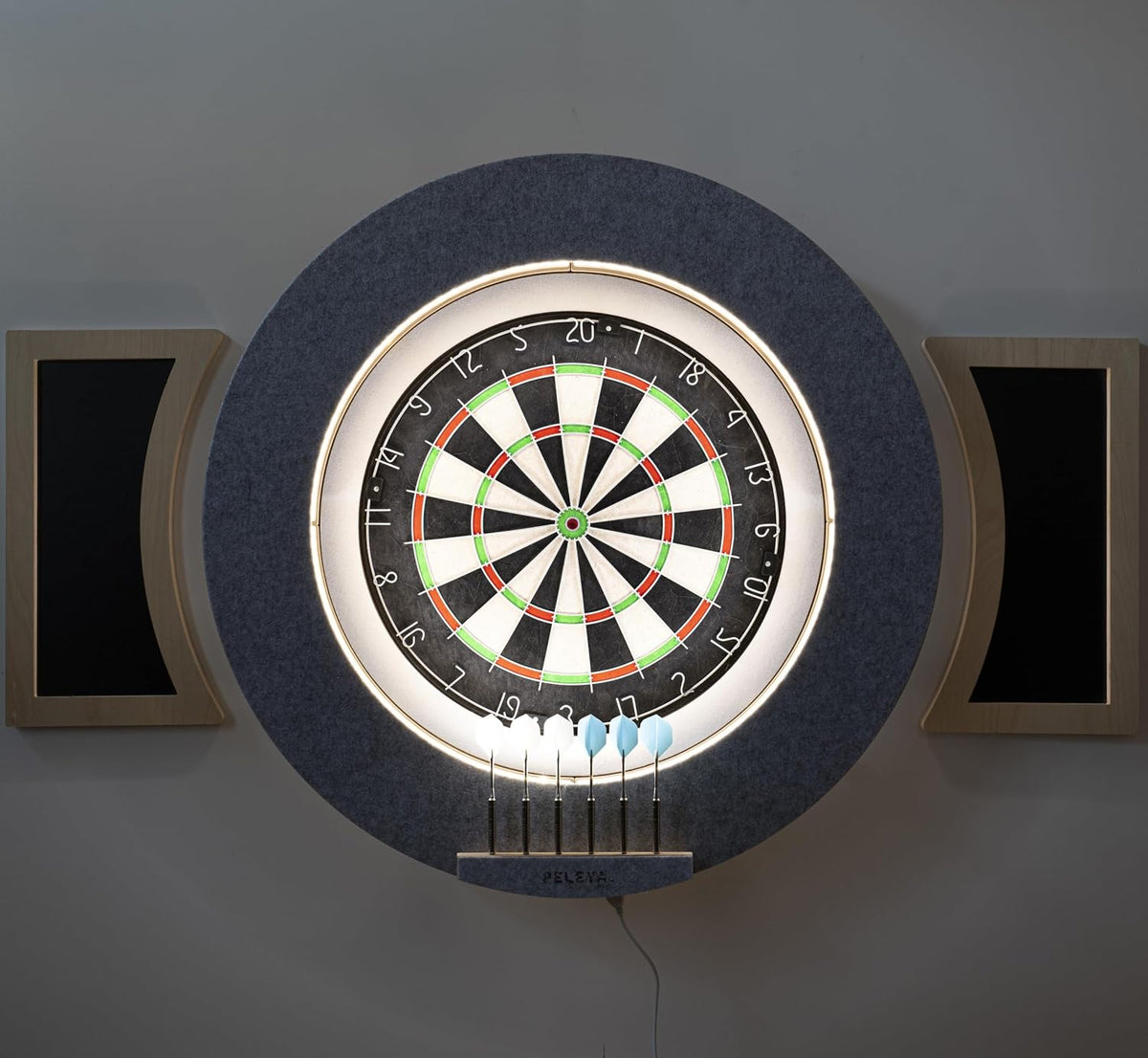 Dart Board Cabinet Set with LED Light; Bristle Dartboard, Built in LED Light,...