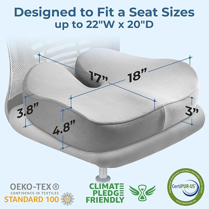 5 STARS UNITED Seat Cushion for Tailbone Pain Relief – Large Memory Foam - Image 2