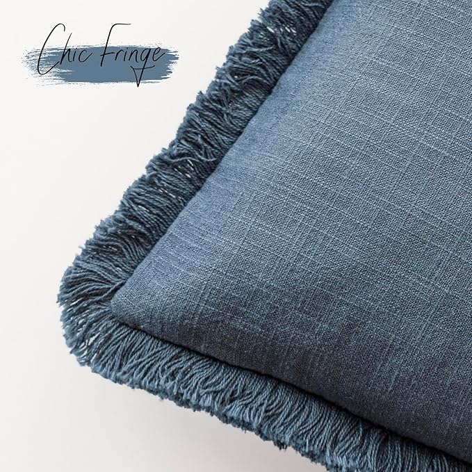 Foindtower Set of 2 Decorative Linen Fringe Lumbar Throw Pillow Covers - Image 3