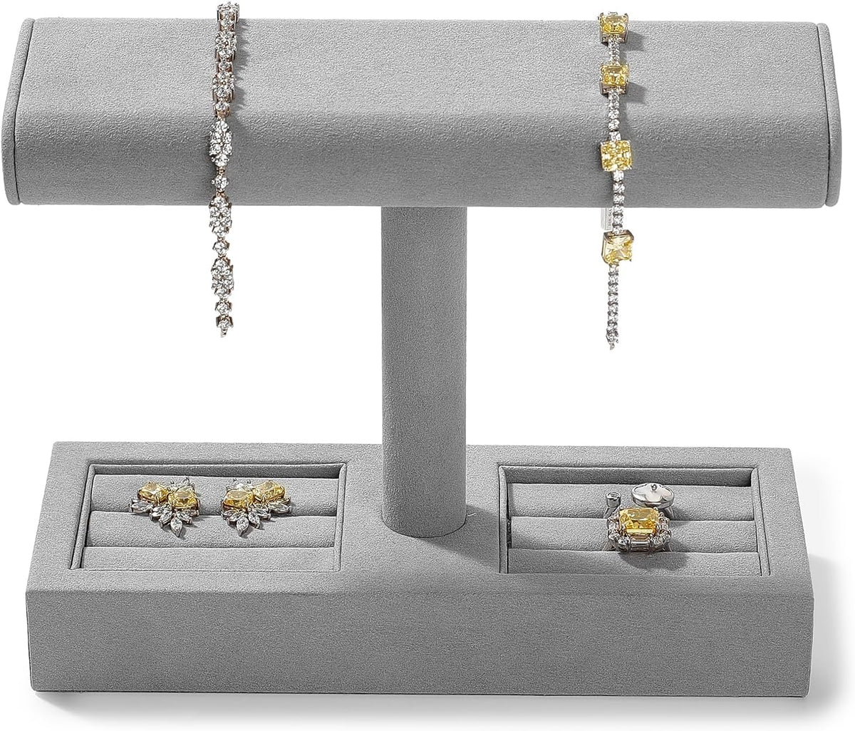T-Bar Watch Stand, Microfiber Jewelry Organizer for Dresser Vanity