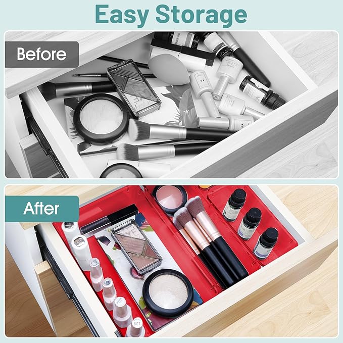 WOWBOX 25 PCS Plastic Drawer Organizer Set, 4 Sizes Desk Drawer Divider - Image 4