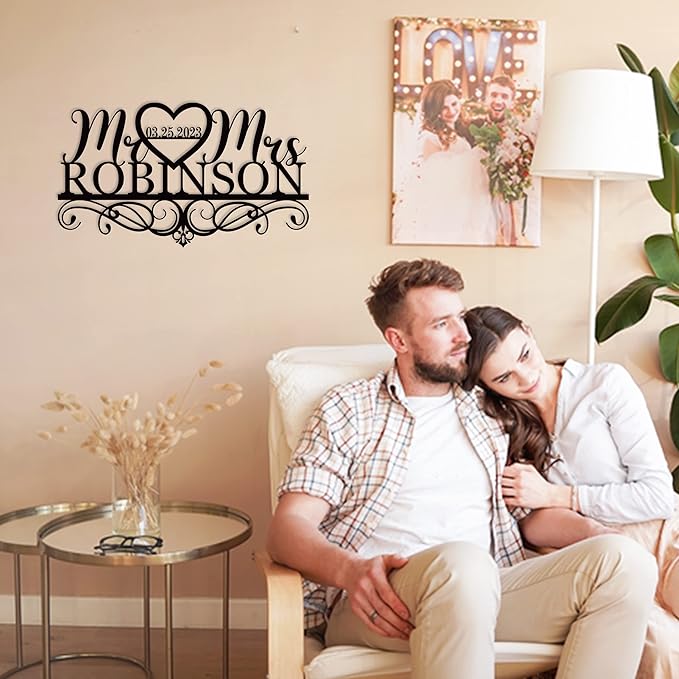 Personalized Anniversary Wedding Gift Custom Last Name Metal Sign Family Name - Image 2