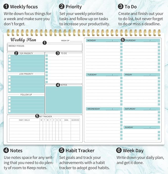Weekly Planner Notepad Undated Weekly Goals Schedule Planner To Do List - Image 3