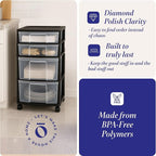 HOMZ 2-Pack Drawer Tower, 4-Tier Clear Plastic Storage Organizer Cart, and - Image 5