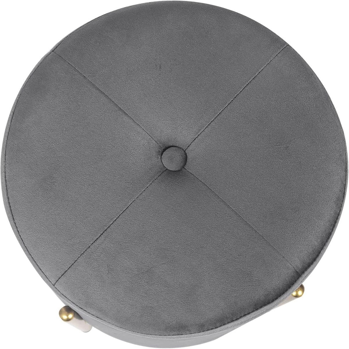 Adeco Upholstered Tufted Round Storage Ottomans, Grey Modern Velvet Footrest ...