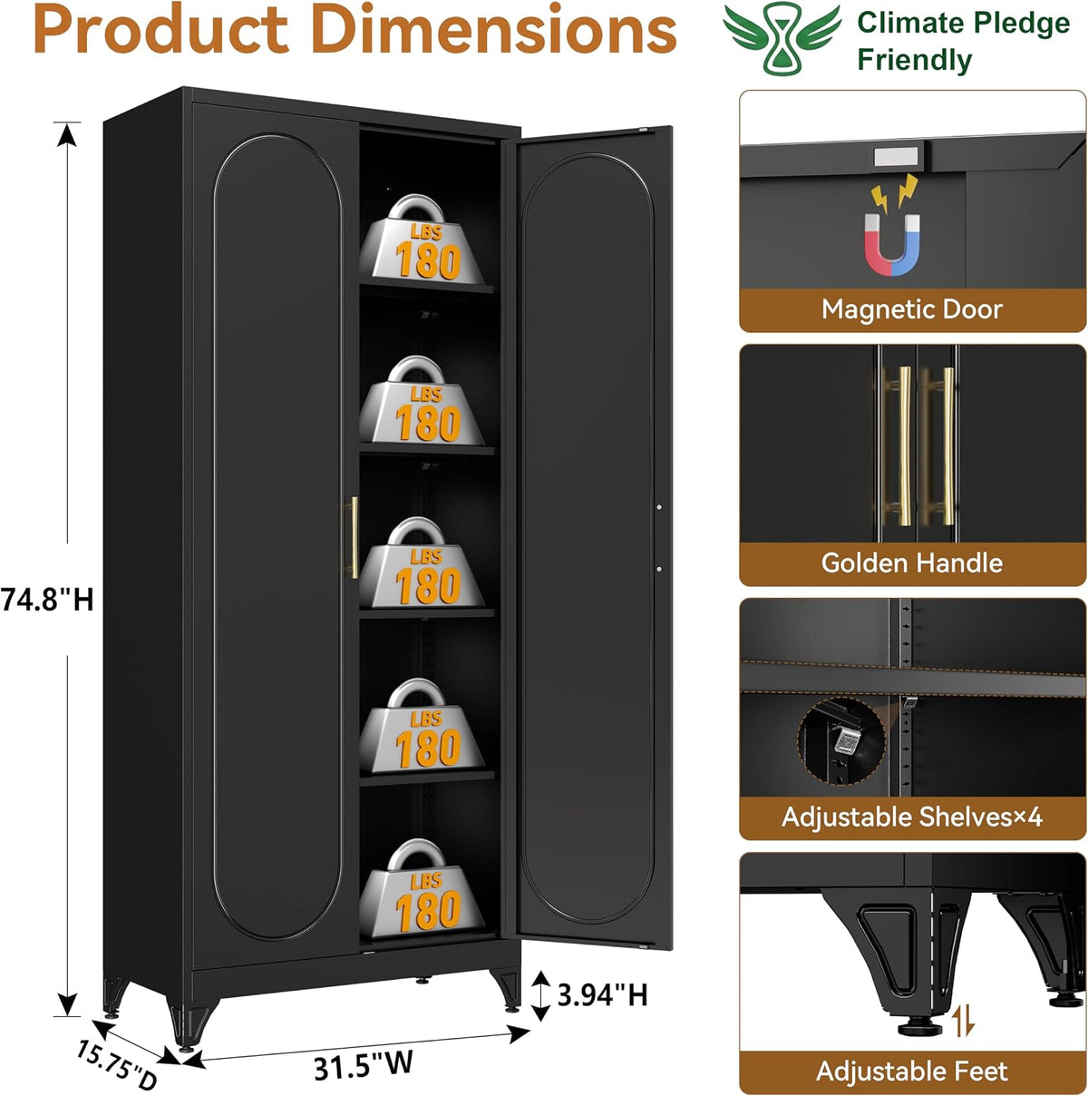 polup 75" tall metal kitchen pantry storage cabinet shown in use