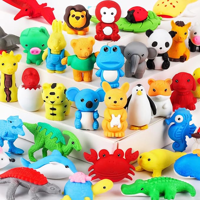 URSKYTOUS 36Pcs Animal Erasers Kids Desk Pets Pencil Erasers 3D Puzzle Bulk by URSKYTOUS