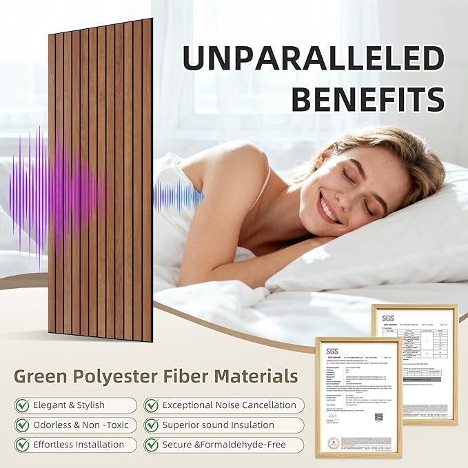 TO-TH Wood-Look Acoustic Wall Panels, 10 Pack 47.2” x 23.6” Sound Panels - Image 3