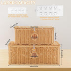 IHKFILAN 2 Pcs Handmade Cable Management Boxes Rattan Cable Organizer Large & - Image 4