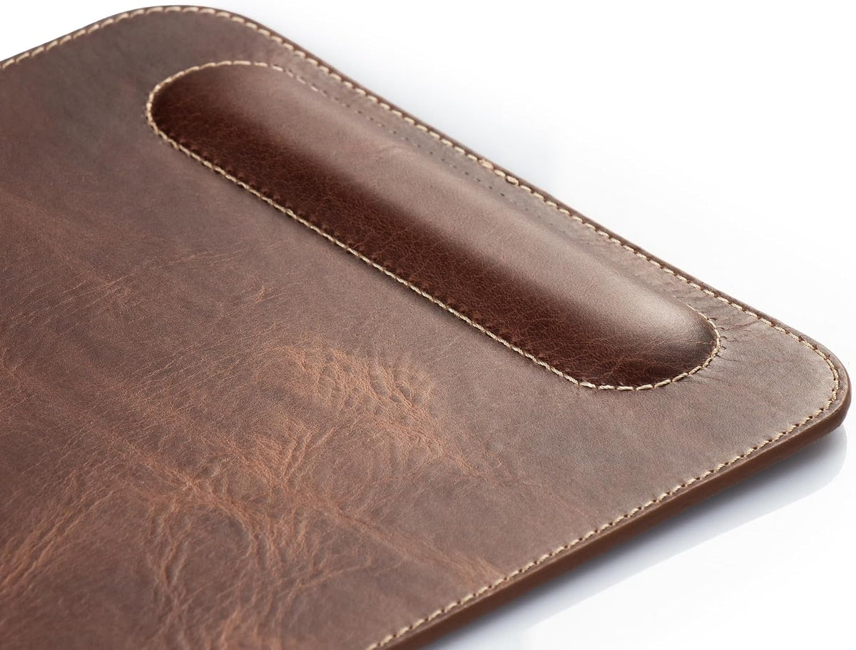 Londo Top Grain Leather Mouse Pad with Wrist Rest – Ergonomic Support, Non-Sl...