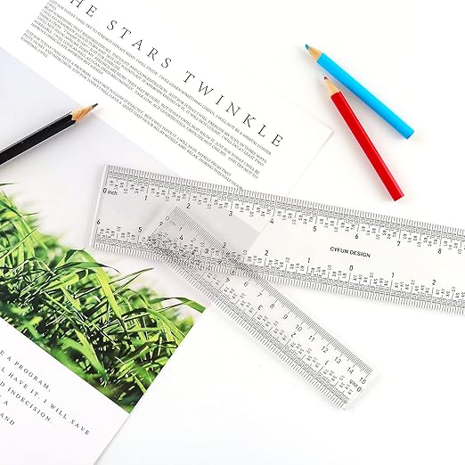 6/12inch Clear Acrylic Ruler 3 Pack Zero-Centering Ruler - Image 3