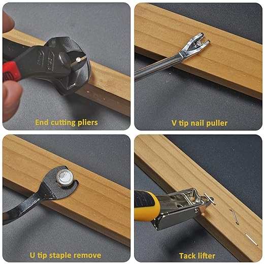 Alimtee 4Pcs Upholstery Staple Remover Tools Set Including End Cutting Pliers - Image 6