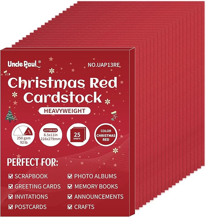 25 Sheets Christmas Red Cardstock by UnclePaul