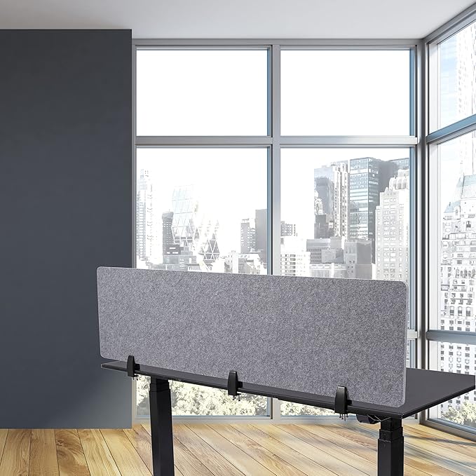 Stand Up Desk Store ReFocus Raw Clamp-On Acoustic Desk Divider Mounted Privacy - Image 2
