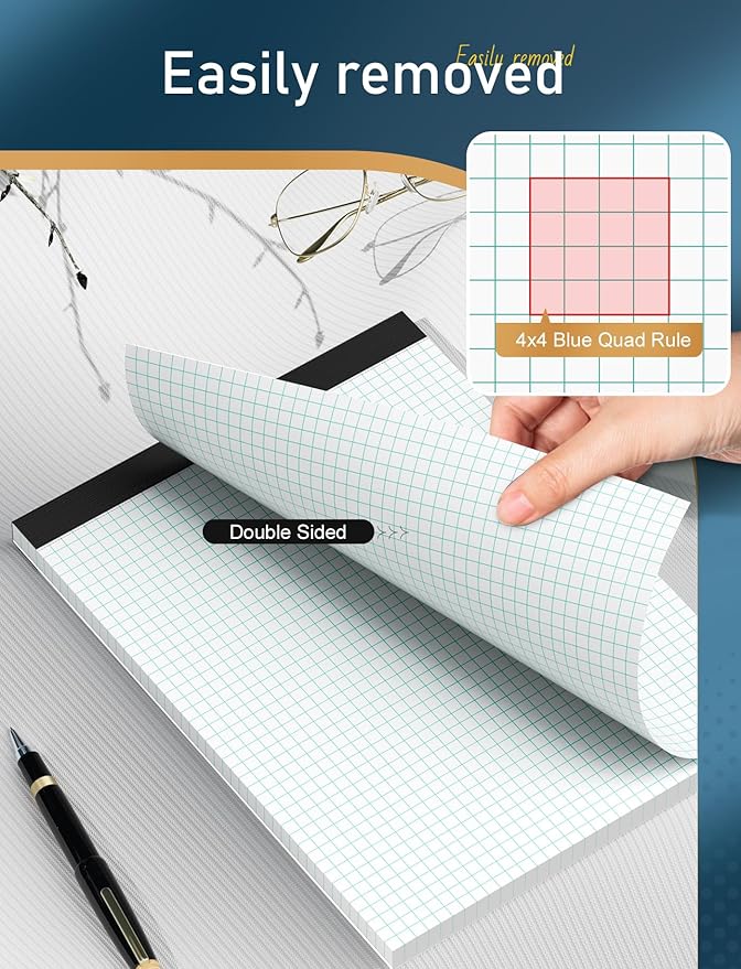 Zaviko Graph Paper Pad 8.5 x 11, 2 Pack, 4x4 Graph Ruled, Grid Paper Pad 8-1/2" - Image 6