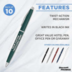 DISCOUNT PROMOS Custom Langham Ballpoint Pens Set of 10, Personalized Bulk Pack - Image 2