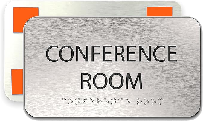ADASigns Conference Room Sign 7" W x 4" H Durable Brushed Aluminum by ADASigns
