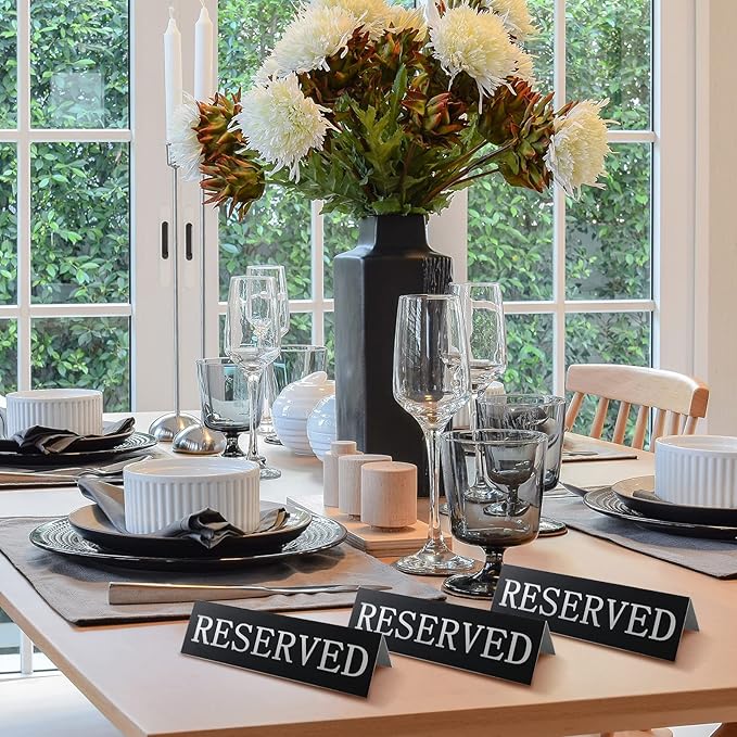 Peryiter 12 Pcs Table Top Reserved Sign Metal Reserved Table Tent Signs Double - Image 5