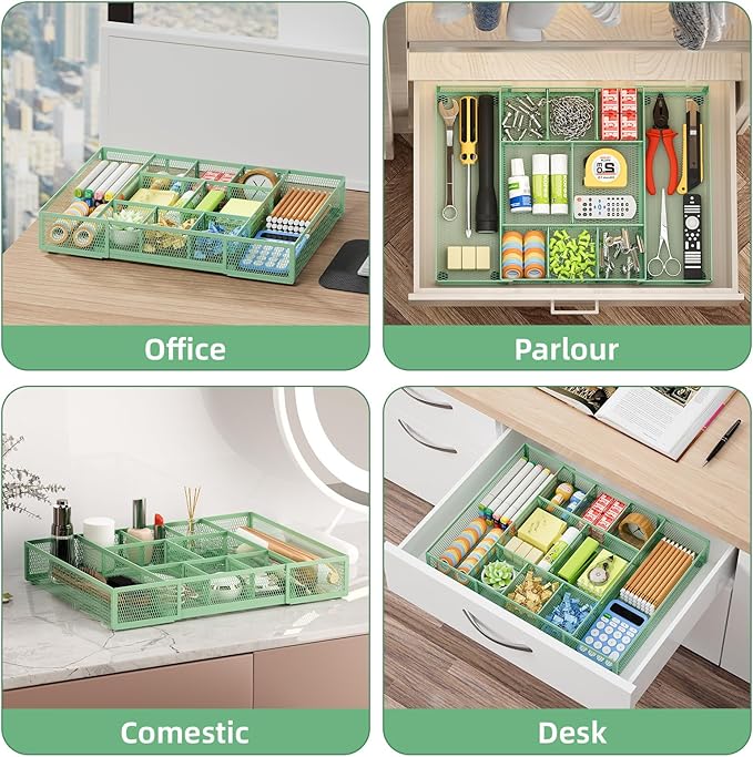 Marbrasse Expandable Desk Drawer Organizer, Mesh Drawer Organizer Tray - Image 4