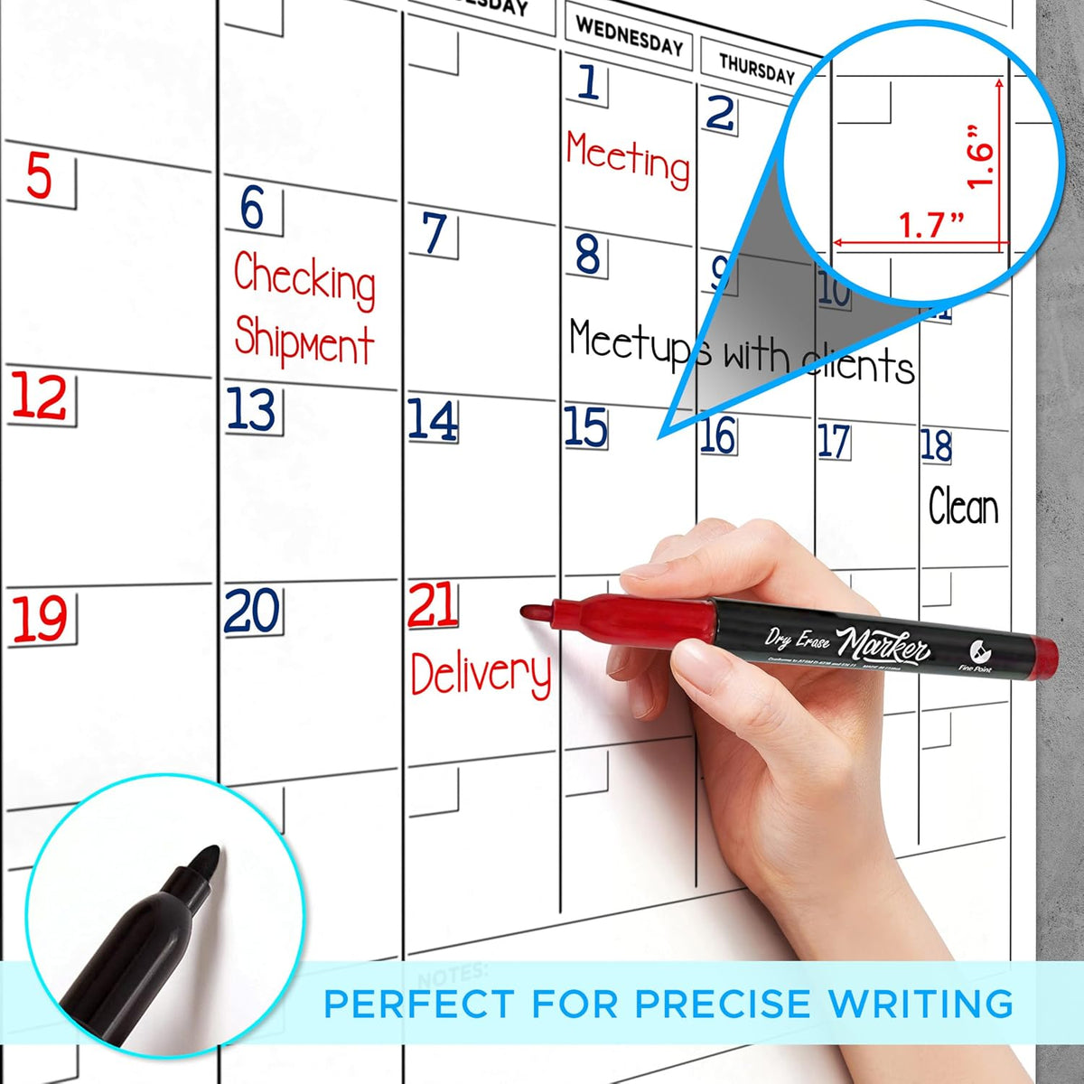Large 36"x48" White Board Calendar for Wall 12 Month Planner Board ...