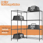 M MZG 4 Tiers Storage Shelves Load 1200LBS, Metal Shelving Wire Metal Shelving - Image 4
