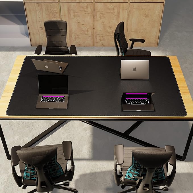 CENNBIE HUGE200 78.8" x 47" Black Leather Desk Mat - Image 5