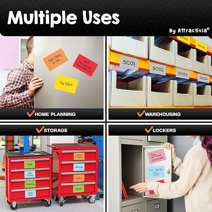 Attractivia Dry Erase Magnetic Labels 5.6 x 3.7 in, Solid Colors, Large Dry - Image 4