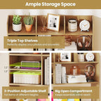 Tangkula Desktop Bookshelf for Computer Up to 32”, 37” Countertop Storage Hutch - Image 7
