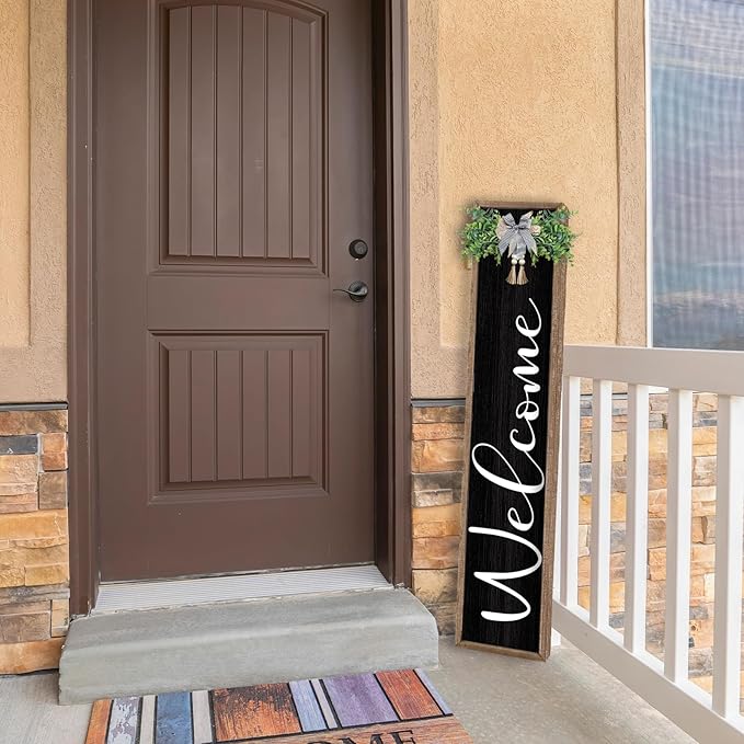 LuZhiQiang Front Porch for Welcome Standing Sign 45"X9" Vertical Tall Long - Image 5