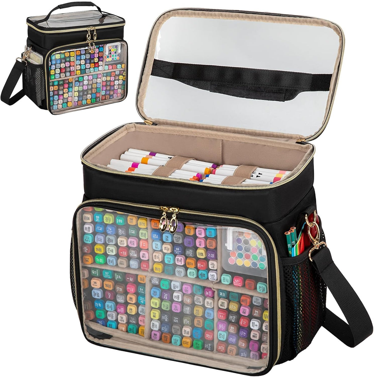 large double-layer marker organizer case for 200-300 markers, main product view