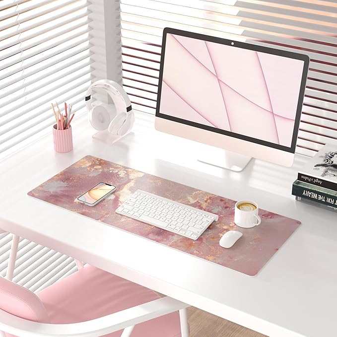 QIYI Large Mouse Pad, Cute Pink Desk Mat - Image 2