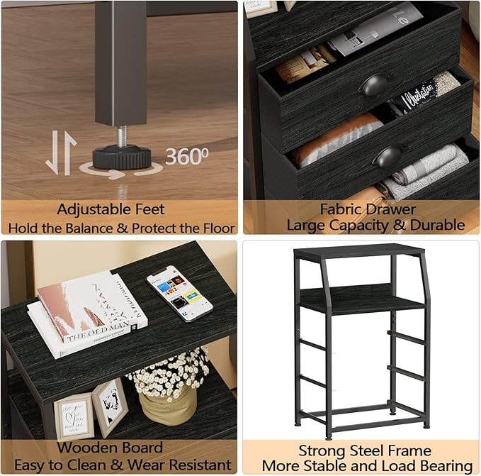 Furnulem Black Night Stand, Small Dresser - Image 6