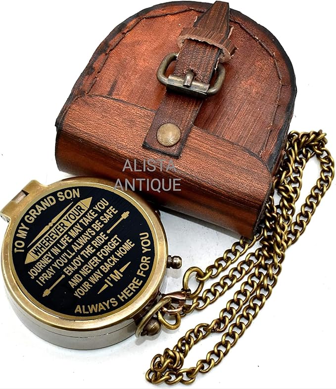 Vintage Brass Pocket Compass Gift - Image 4