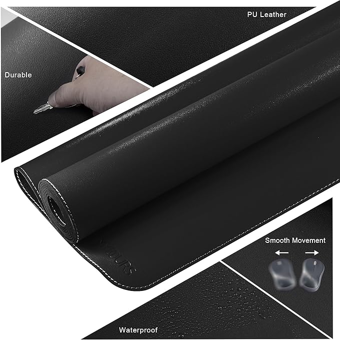 Mydours Large Desk Mat 51.2" x 23.6", PU Leather Surface - Image 4