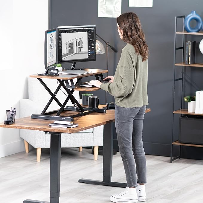 VIVO 36 inch Desk Converter, K Series, Height Adjustable Sit to Stand Riser - Image 9