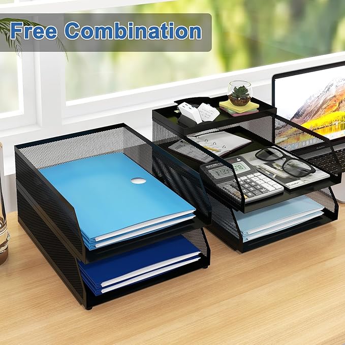 Natwind 4-Tier Desk Organizer, Stackable Paper Tray, Desk Accessories, Metal - Image 4