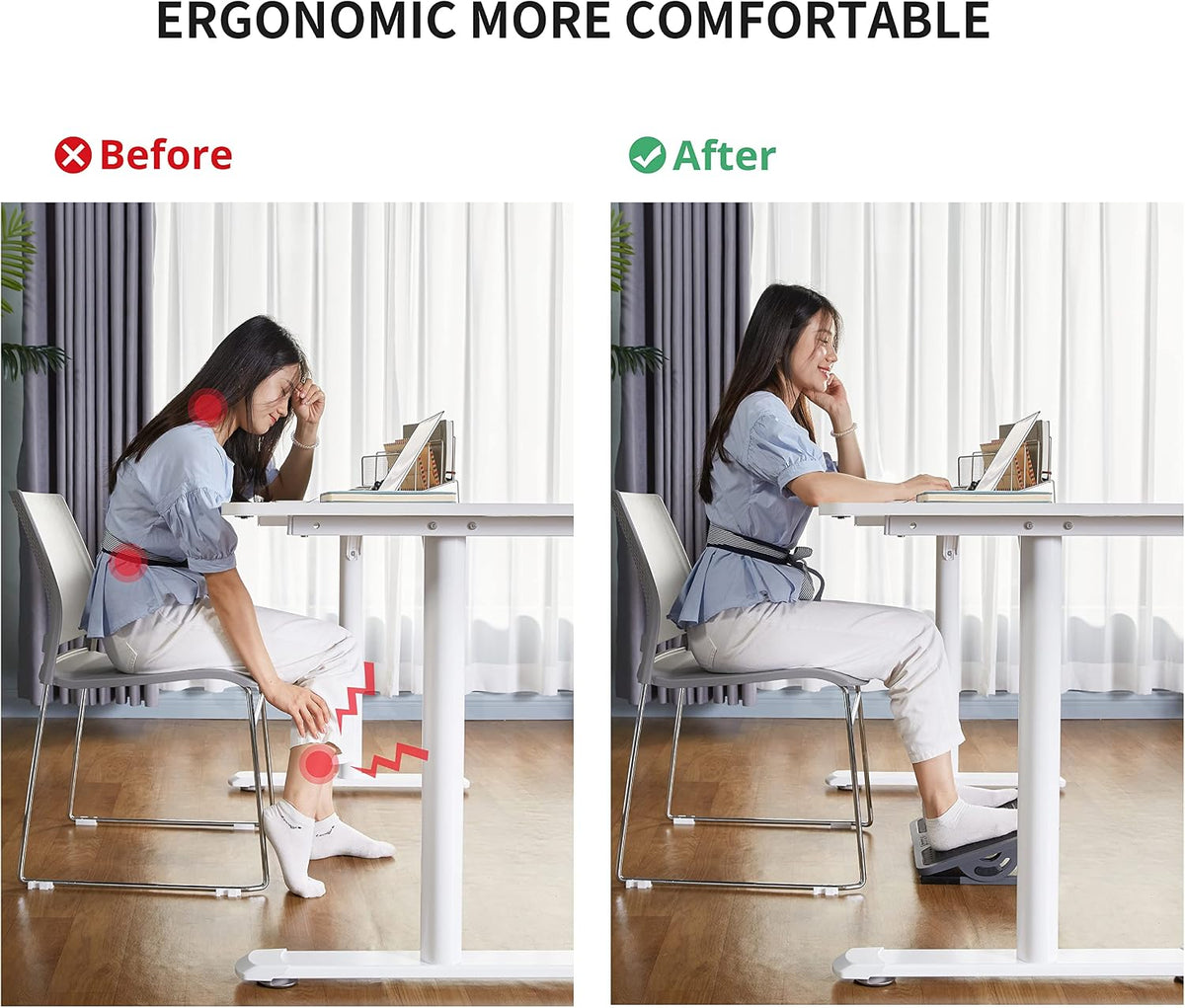 EUREKA ERGONOMIC Tilt Adjustable Footrest, Foot Rest for Under Desk at Work w...