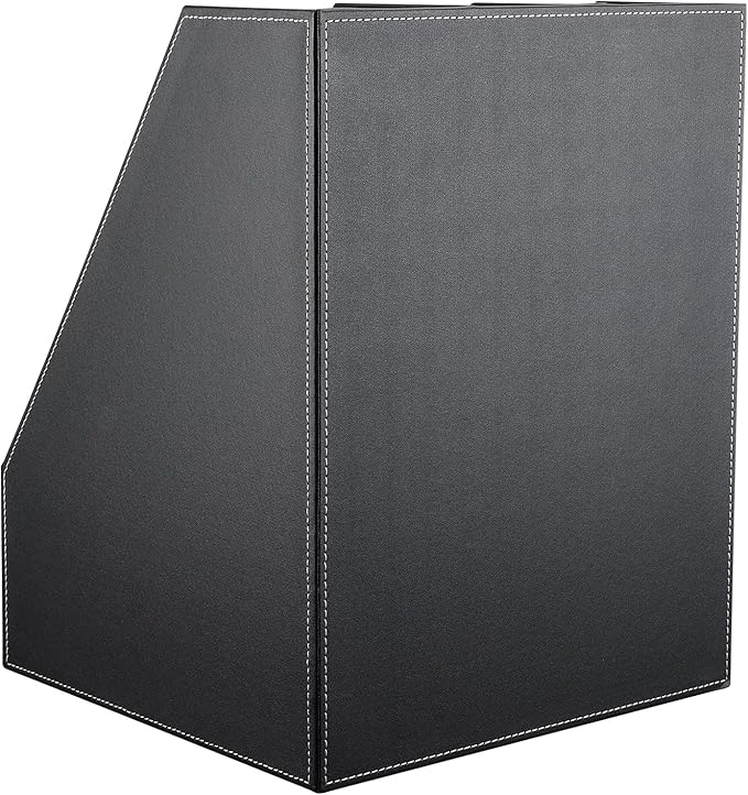 KINGFOM Desktop Wooden Leatherette Magazine File Holder-Organizer-3 Compartment - Image 6