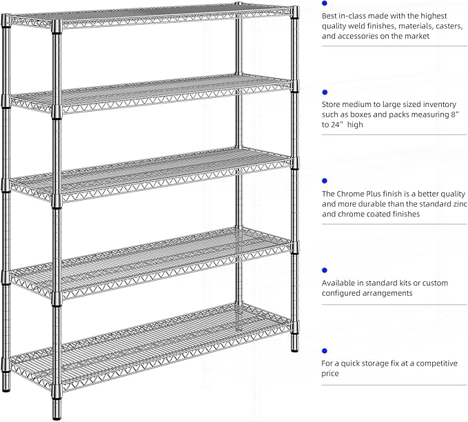 M MZG 2200 Lbs 5 Tier Storage Rack Metal Wire Shelving Unit, Storage Standing - Image 7