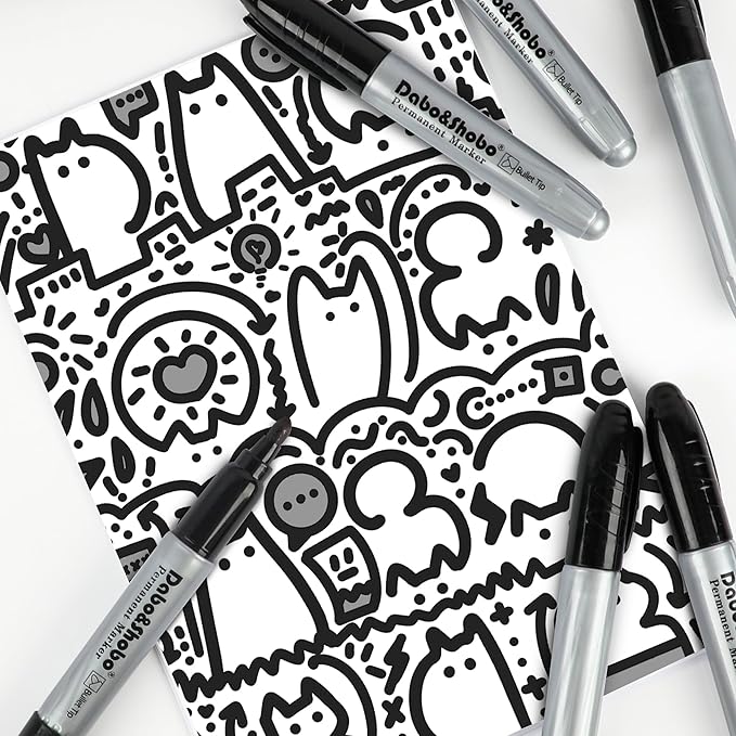 Dabo&Shobo Permanent Markers Jumbo Size, Bullet Tip, Large Black Permanent - Image 7