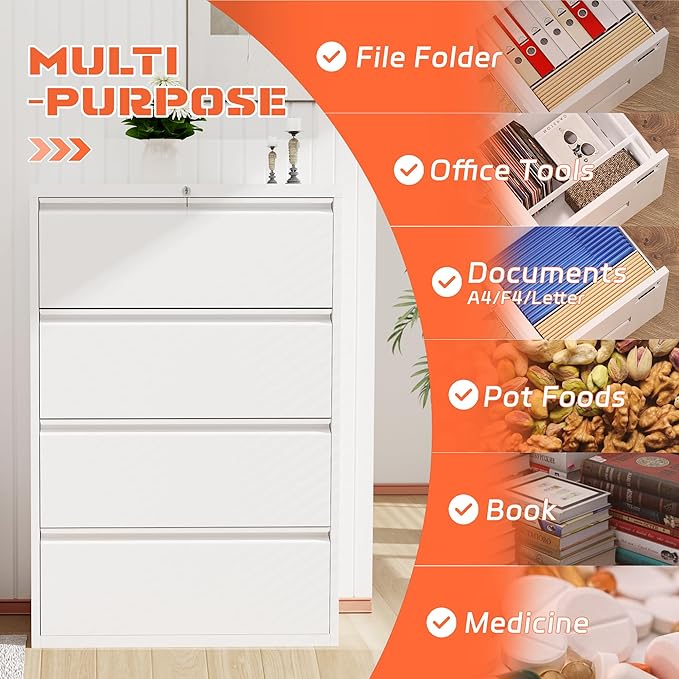 INTERGREAT 4 Drawer File Cabinet, A4 Files - Image 4