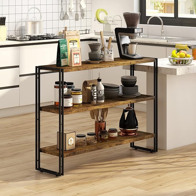 HCHQHS 3-Tier Rustic Wood and Metal Industrial Bookcase - 40in - Image 9