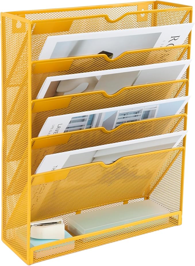 EASEPRES 6 Tier Mesh Hanging Wall File Organizer, Desk Vertical Mail Paper - Image 8