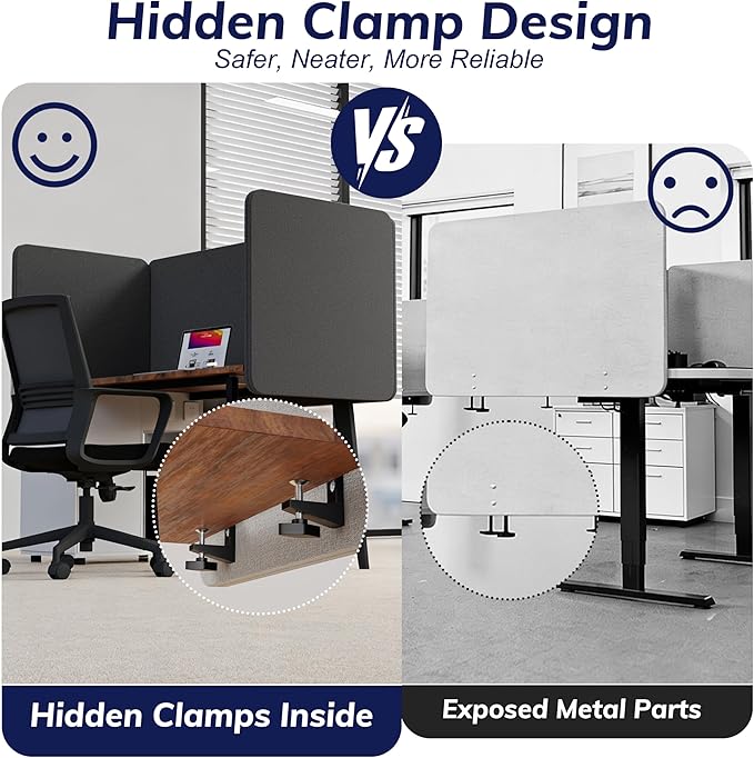 KERRAM Desk Privacy Panel 24 x 24 Inch, Sound Absorbing & Proof Desk Divider - Image 3