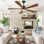 5 blade ceiling fans with lights, 60 inch, front angle view