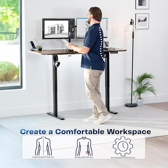 VIVO Electric 63 x 32 in Rustic Standing Desk, Memory Height Adjustment - Image 4
