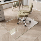 Koonmi Glass Chair Mat for Carpet, 30"x48" Thick Office Chair Mat | Tempered Glass Chair Mats with Round and Polished Edges, Smooth Rolling for Carpet Floor Protection, Scratch-Resistant
