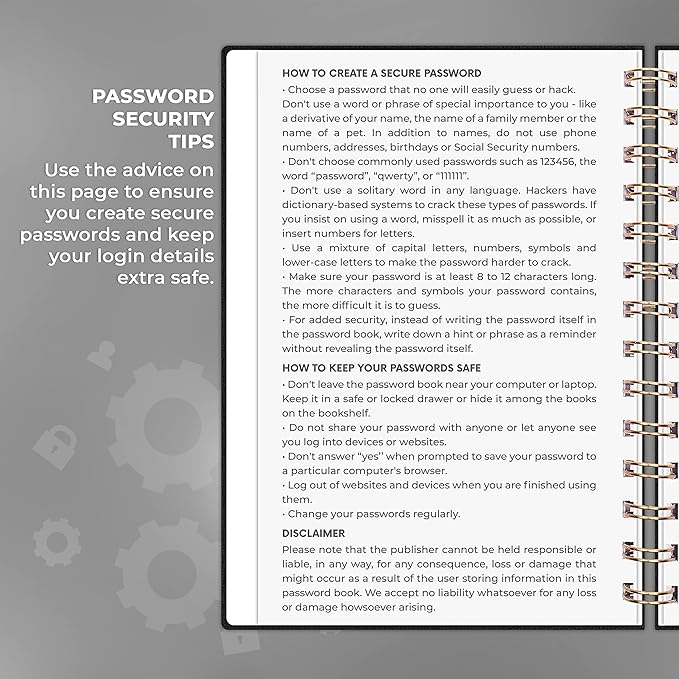 Clever Fox Password Book Spiral – Internet Address & Password Organizer - Image 5